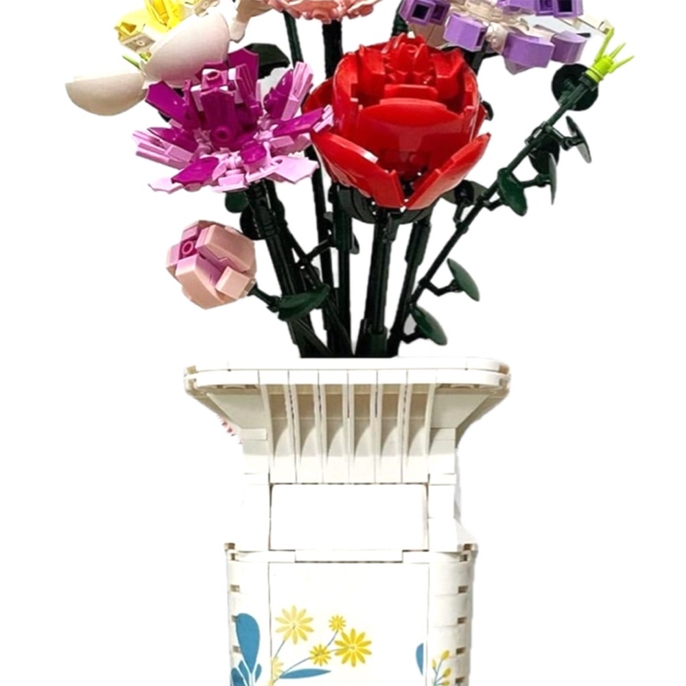 Lego Like Flower Bouquet w/Vase  Building Kit NIP - Picture 4 of 6